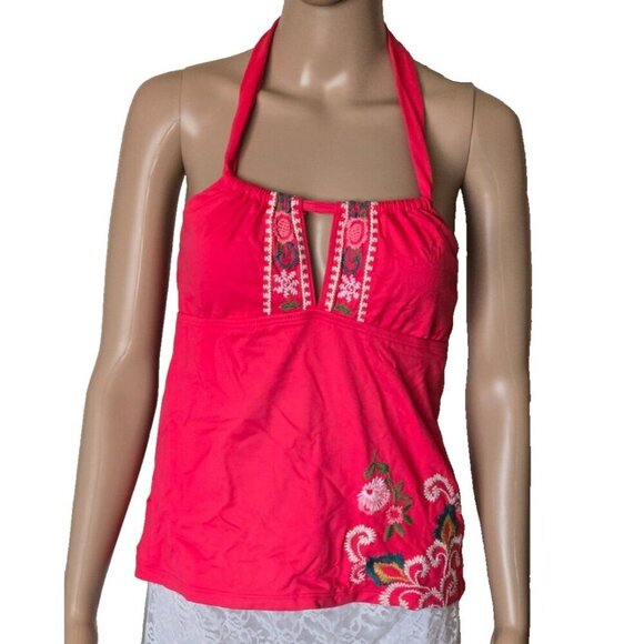 Lucky Brand swimwear halter Tankini coral embraided size S - Picture 1 of 8